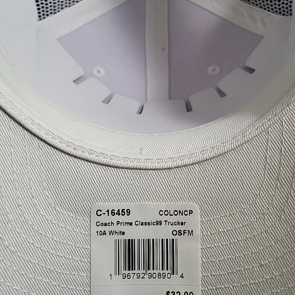 Coach White Classic99 Trucker HatNike Coach Prime Hat Men Snapback White